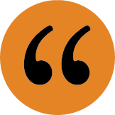 Image of quotation marks in an orange circle